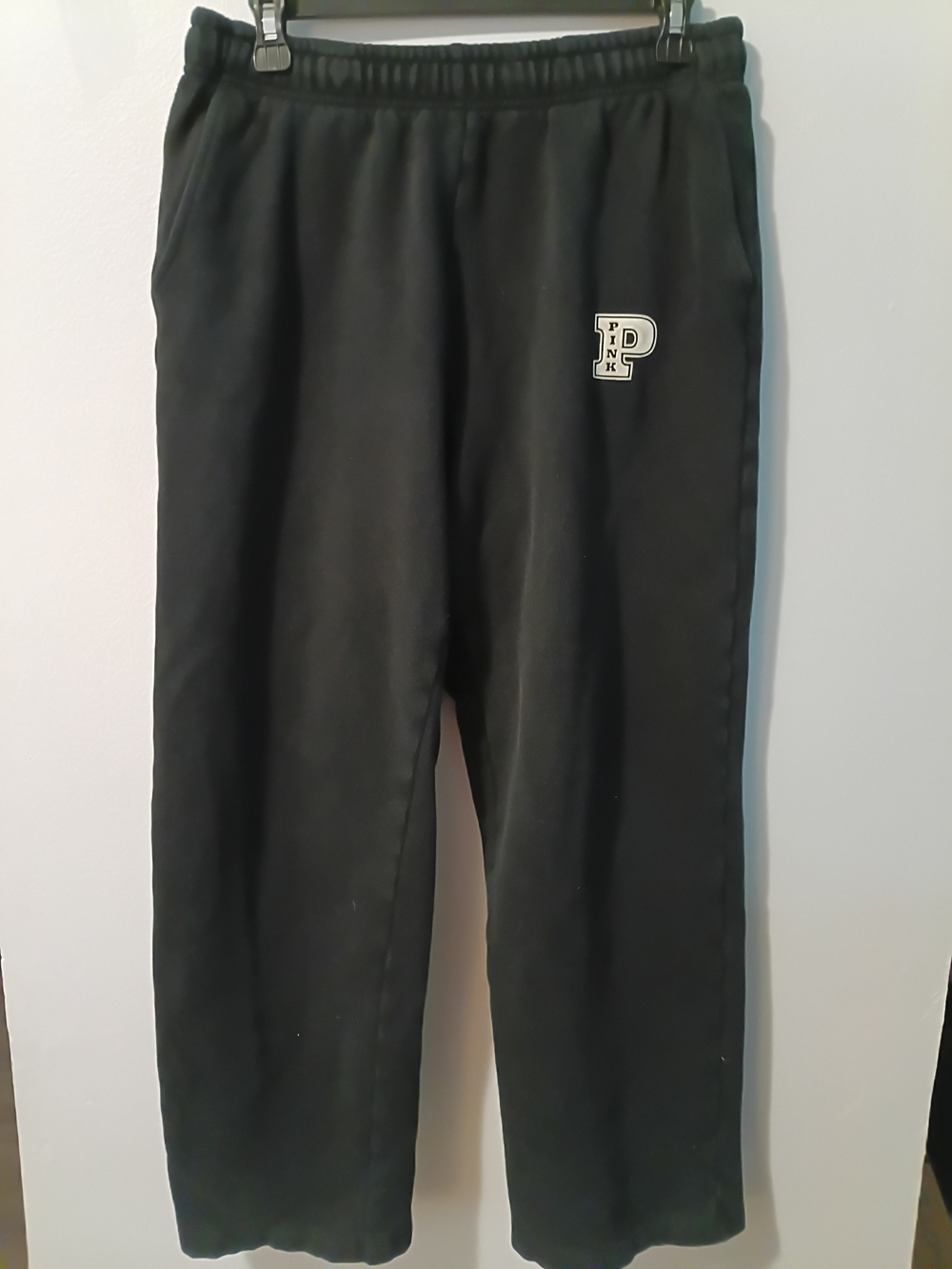 PINK Victoria's Secret Black Wide Leg Sweatpants with P Patch